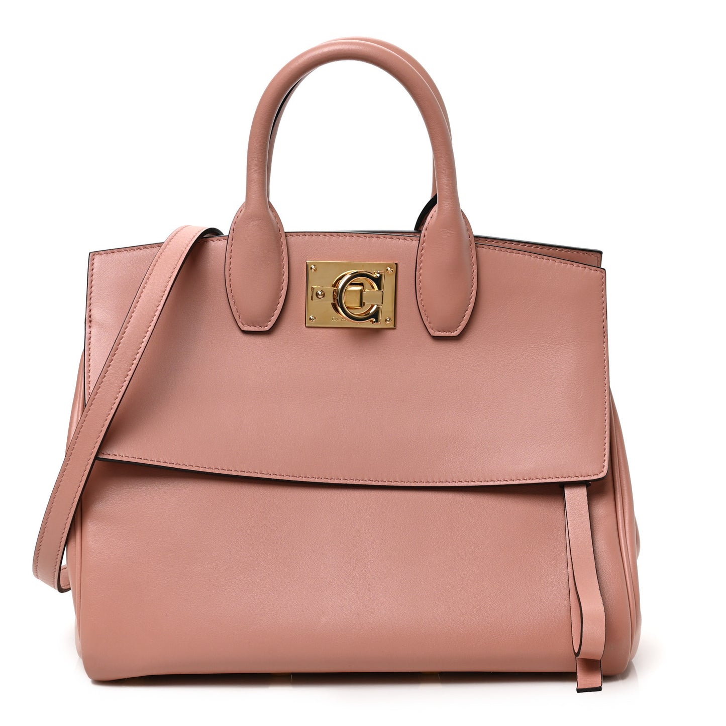 Calfskin Medium The Studio Box Bag Antique Rose