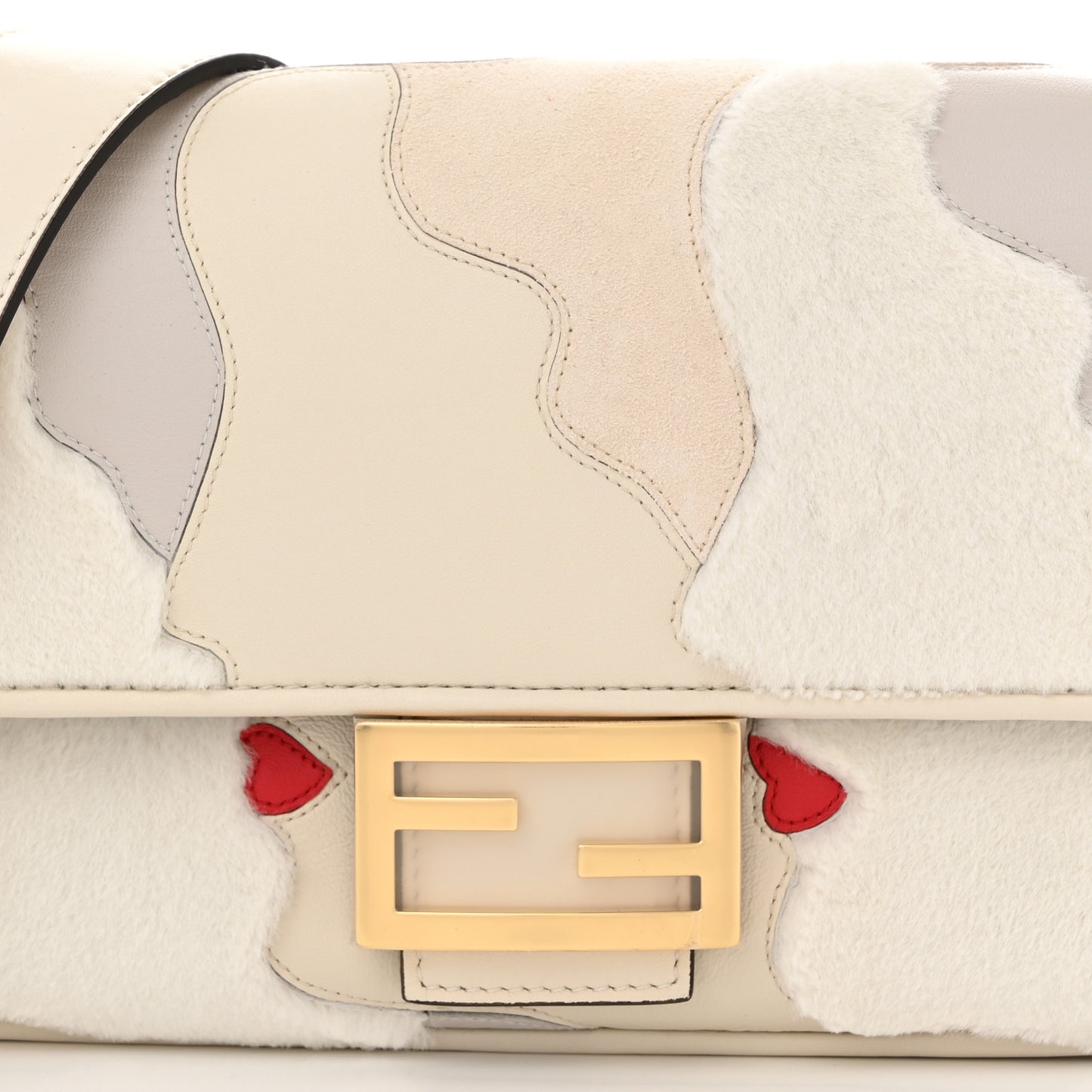 Mink Fur Nappa Faces Baguette Multicolor Bianco Carta