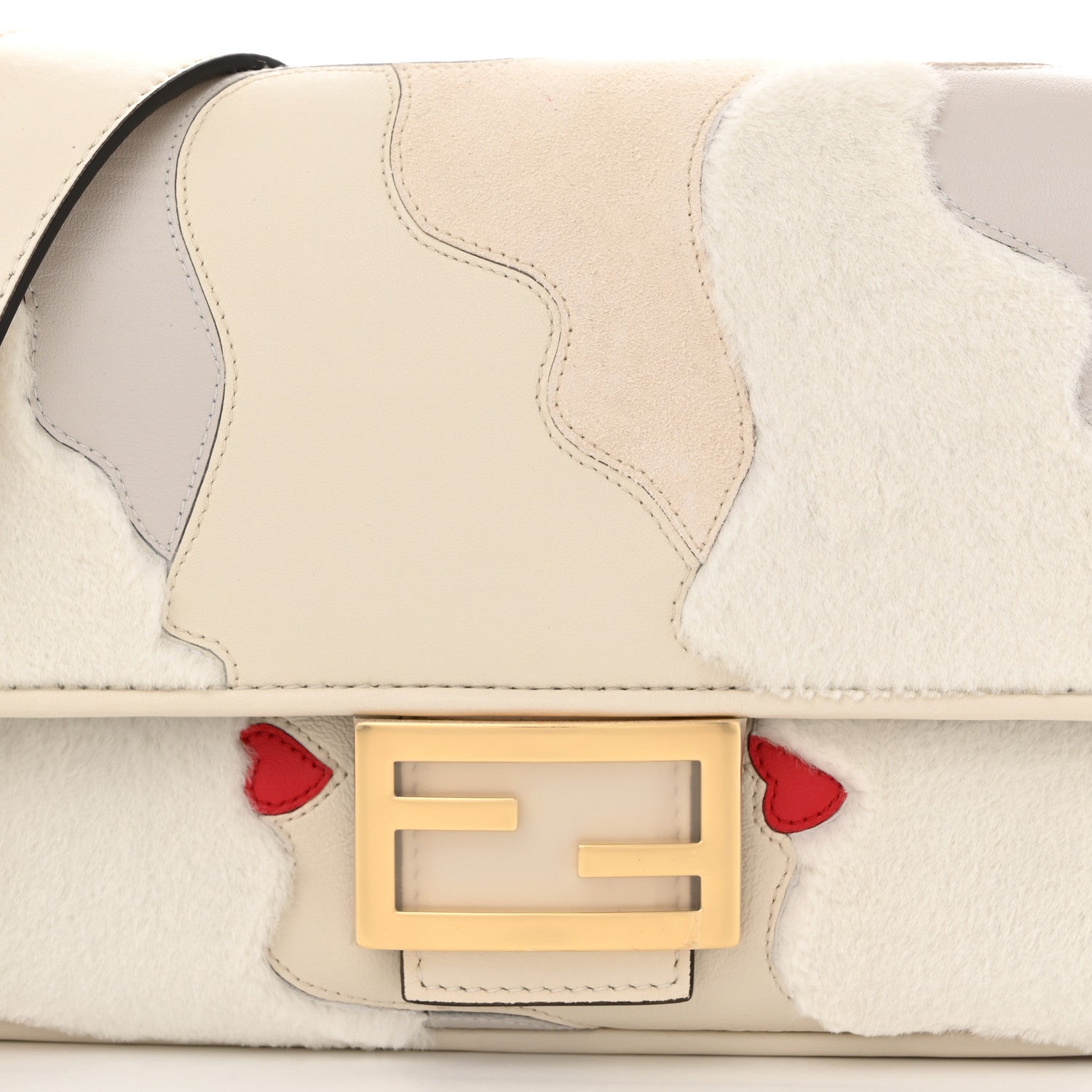 Fendi Mink Fur Nappa Faces Baguette Multicolor Bianco Carta 8 of 10