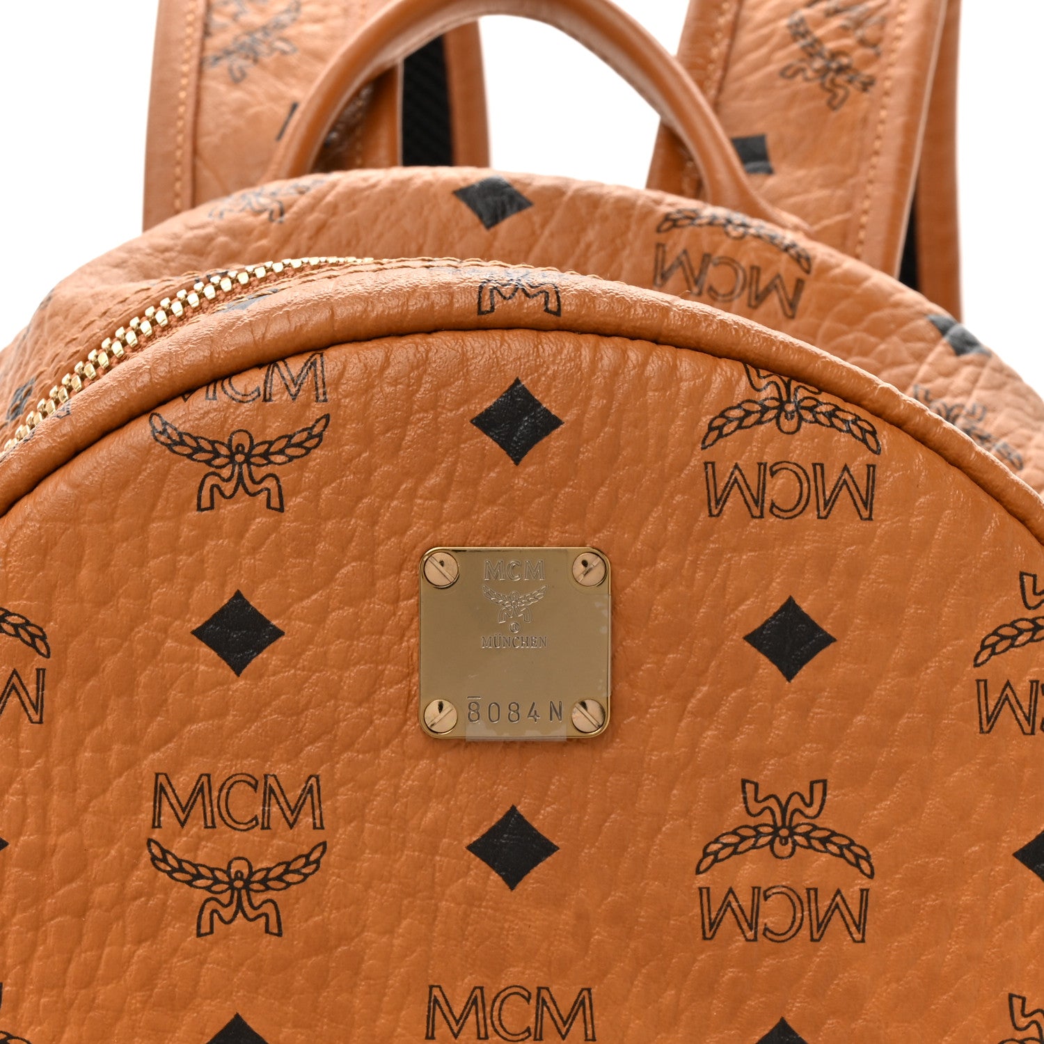 MCM Visetos Small Side Stud Stark Backpack Cognac 7 of 9