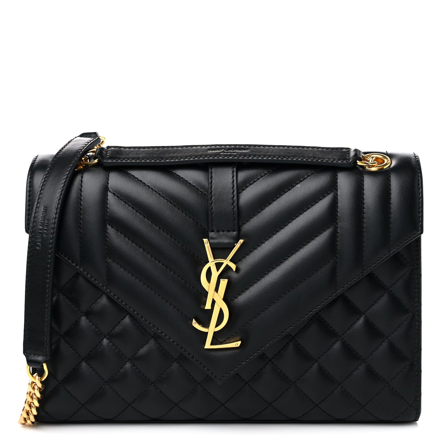 Grain De Poudre Textured Mixed Matelasse Triquilt Medium Monogram Satchel Black