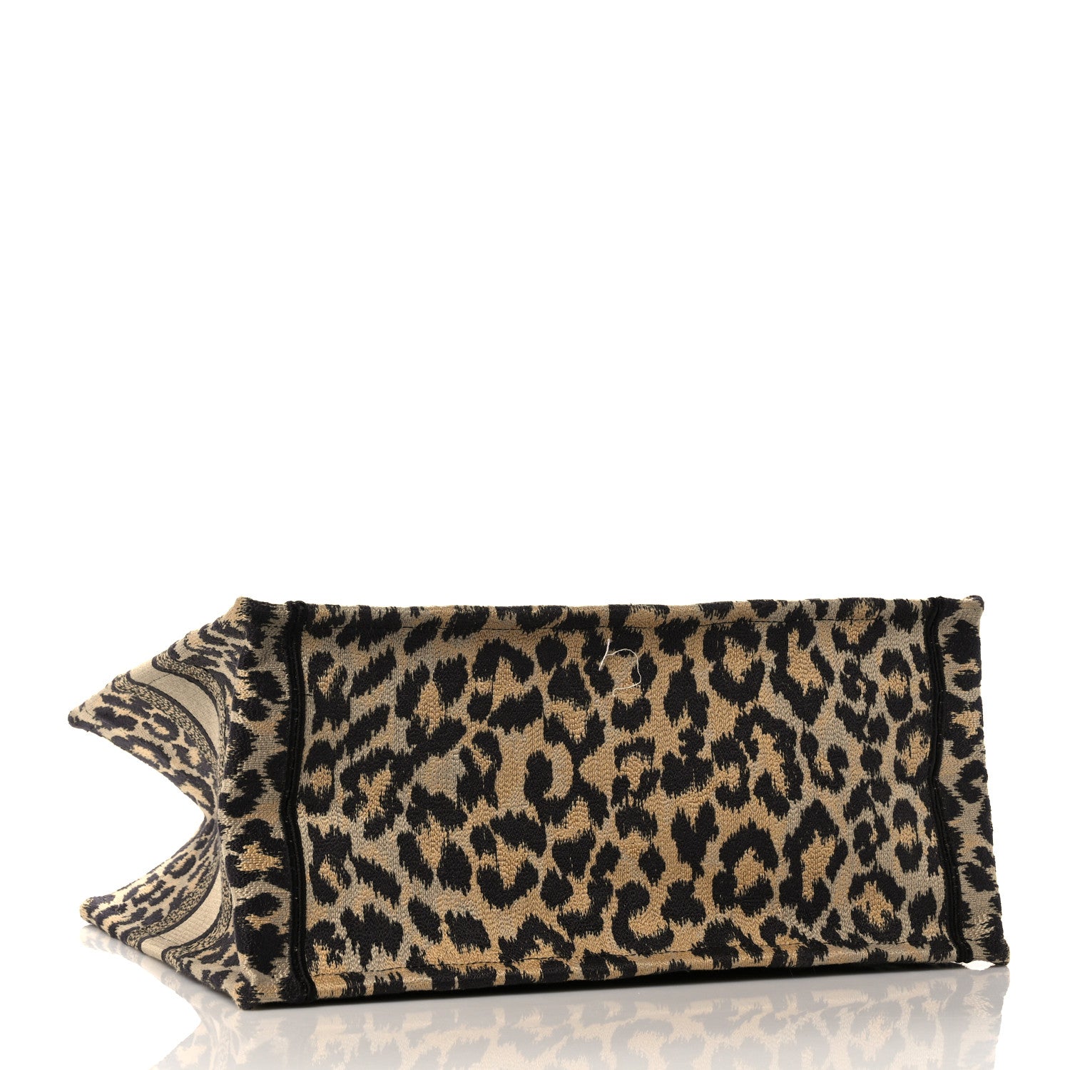 Christian Dior Canvas Mizza Embroidered Medium Leopard Book Tote Beige 3 of 8