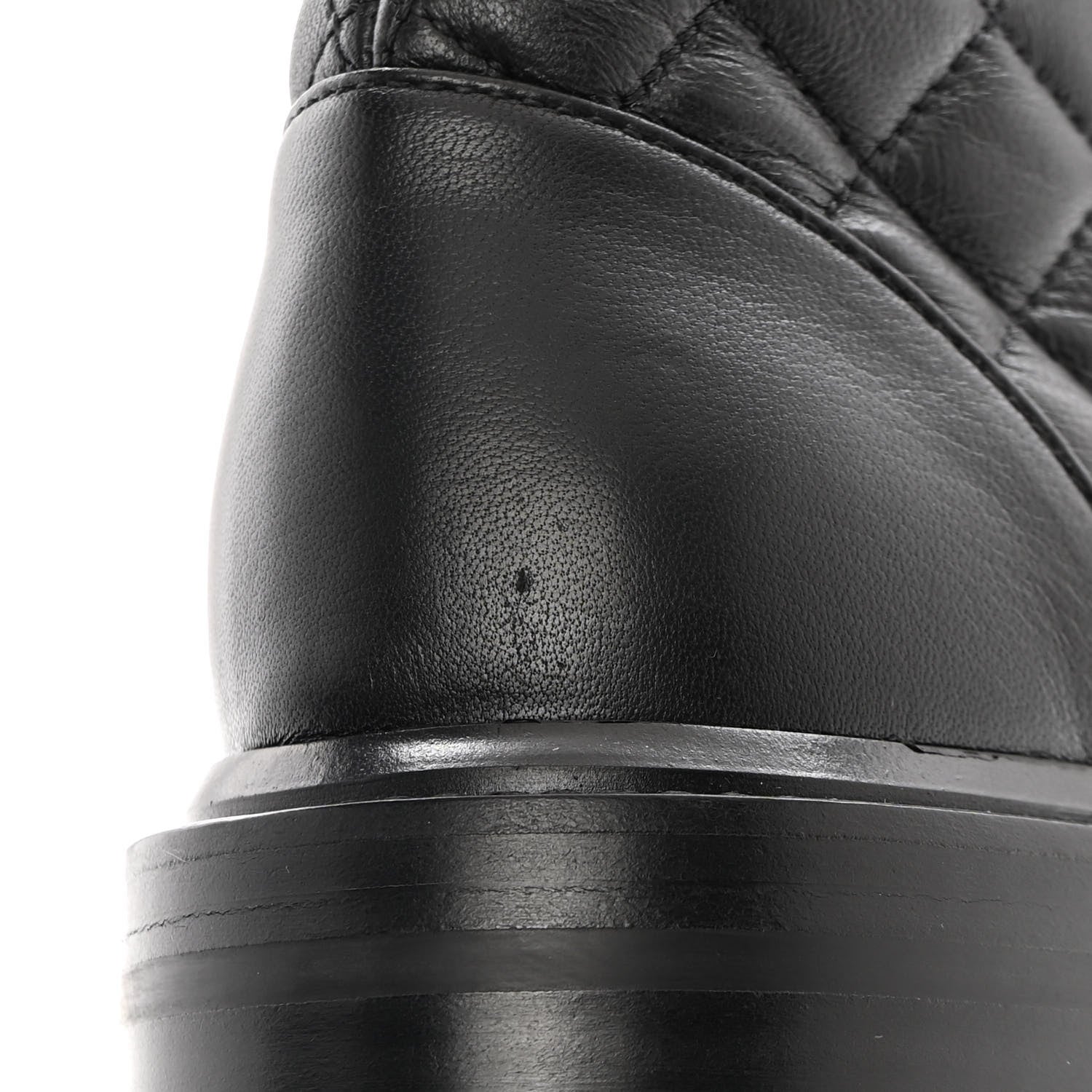 Chanel Shiny Lambskin Quilted Lace Up Combat Boots 35.5 Black 10 of 11