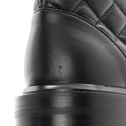 Chanel Shiny Lambskin Quilted Lace Up Combat Boots 35.5 Black 10 of 11