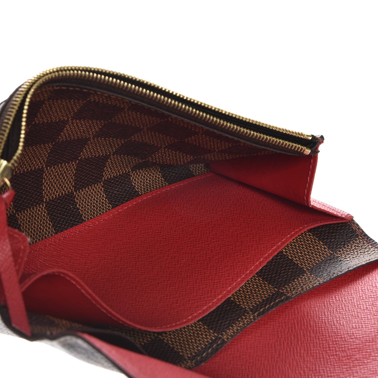 Damier Ebene Emilie Wallet Red