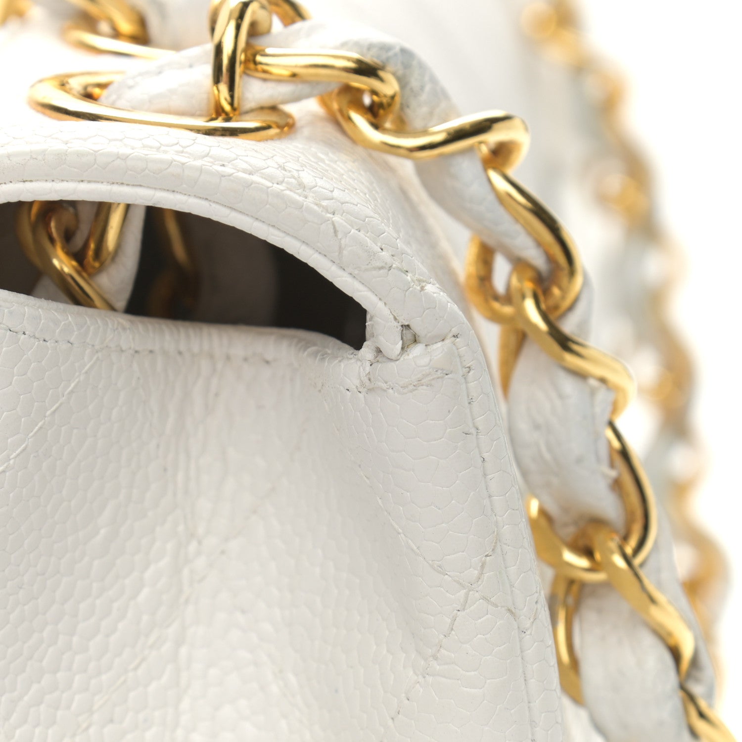 Chanel Caviar Quilted XL Jumbo Single Flap White 14 of 16