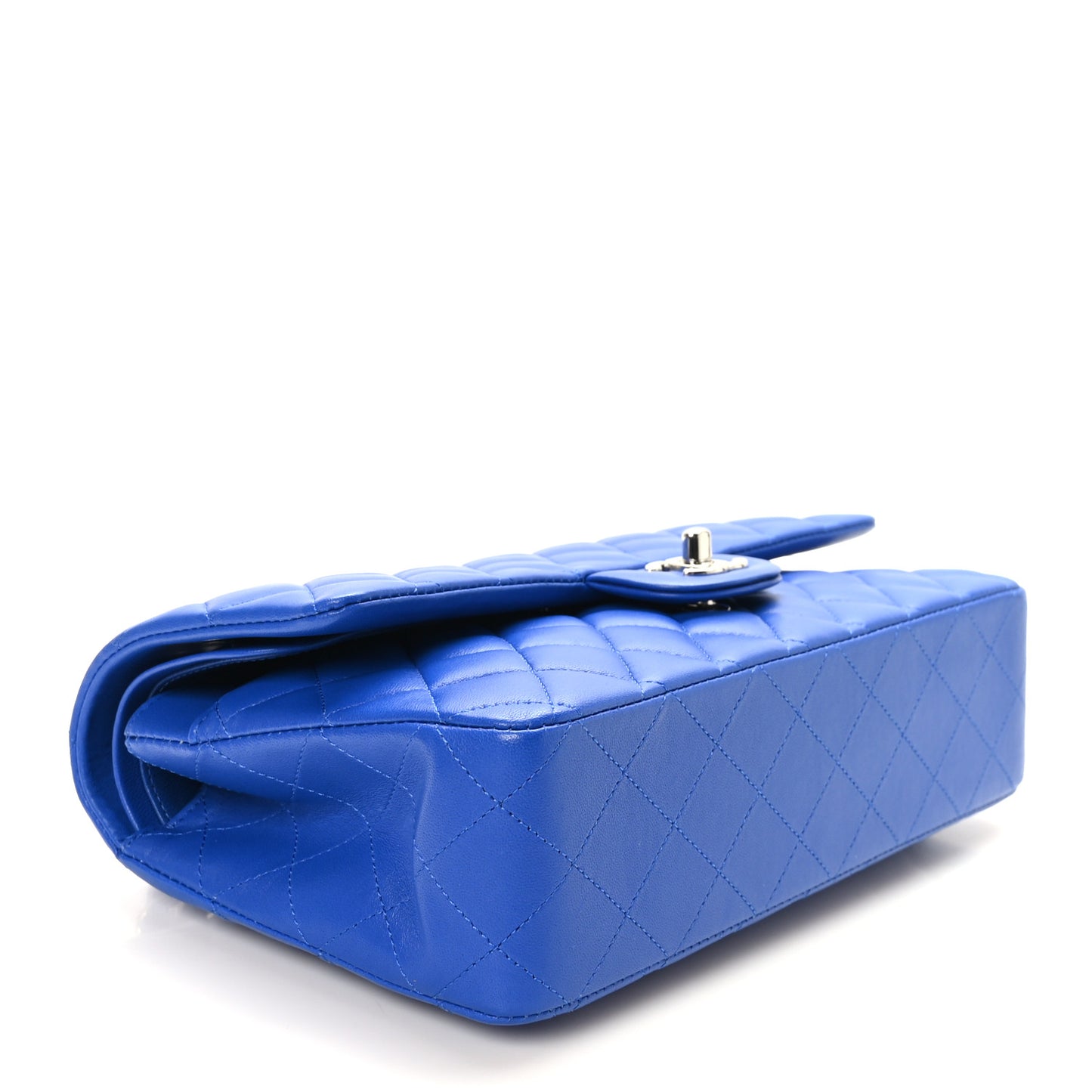 Lambskin Quilted Medium Double Flap Royal Blue