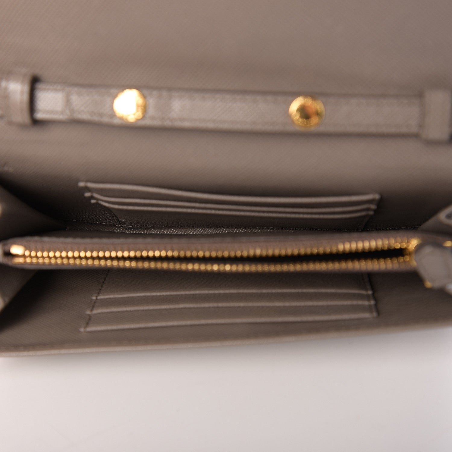Prada Saffiano Metal Flap Wallet With Strap Argilla 4 of 9