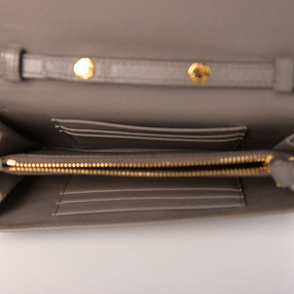 Prada Saffiano Metal Flap Wallet With Strap Argilla 4 of 9