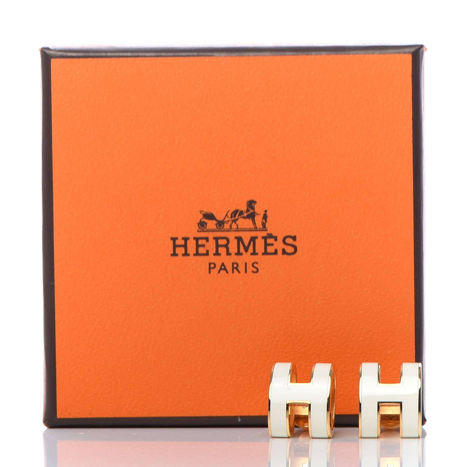 Hermes Gold Lacquered Pop H Earrings White 6 of 6