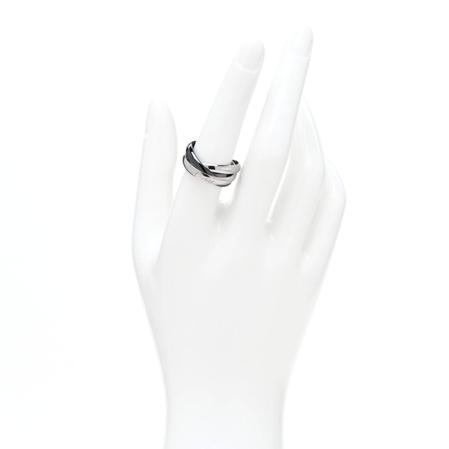 18K White Gold Black Ceramic Trinity Ring 57 8