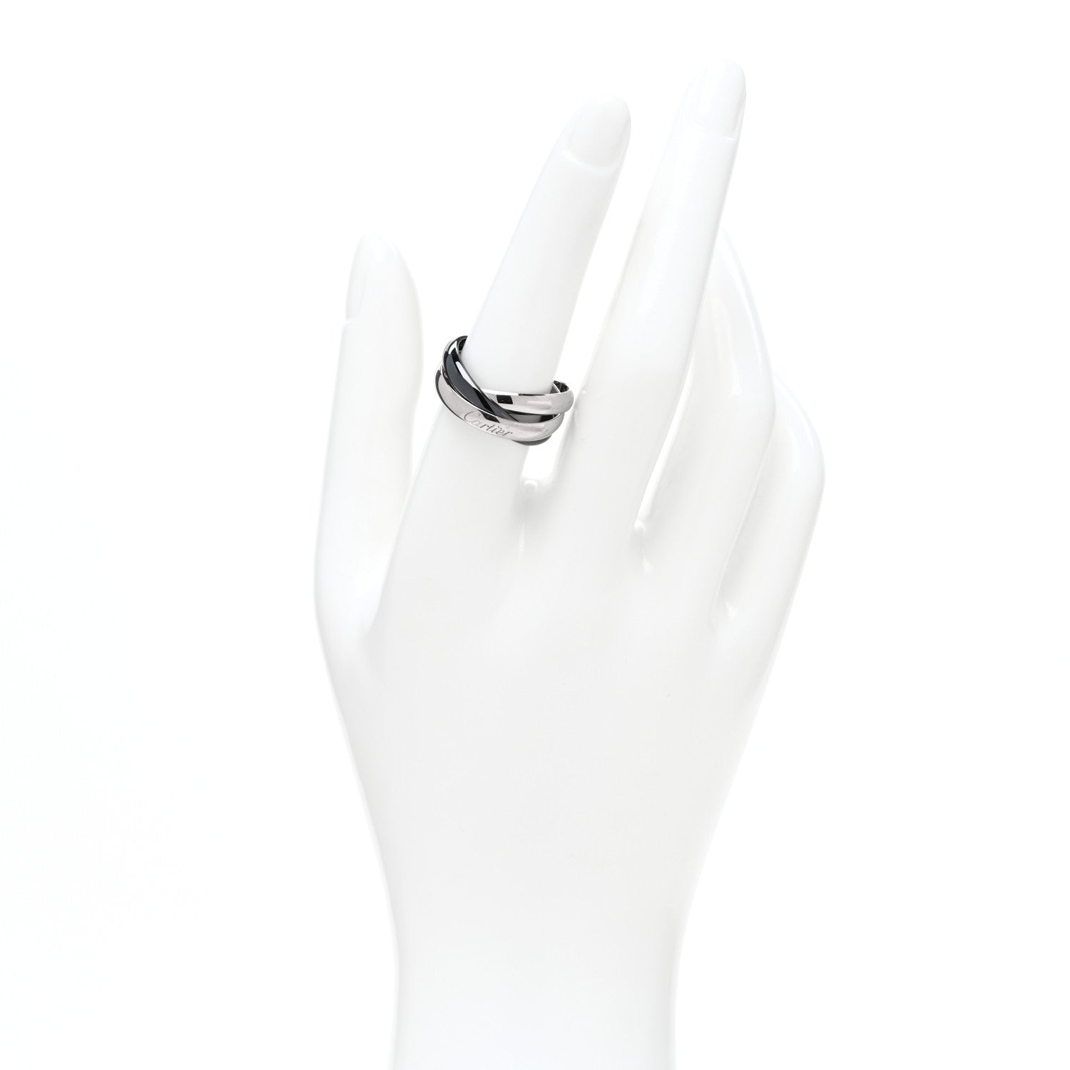 Cartier 18K White Gold Black Ceramic Trinity Ring 57 8 2 of 4