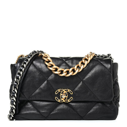 Chanel Shiny Goatskin Quilted Large Chanel 19 Flap Black 1 of 4