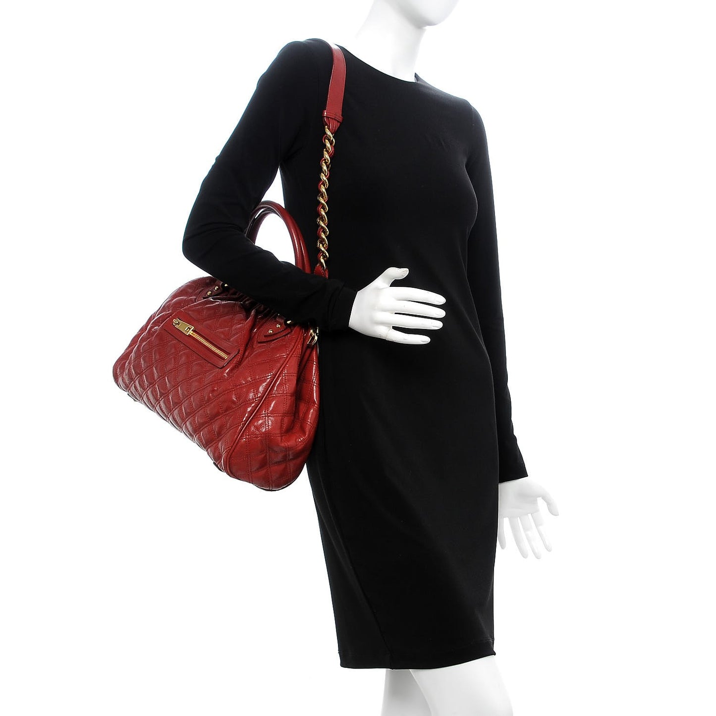 Calfskin Quilted Stam Red