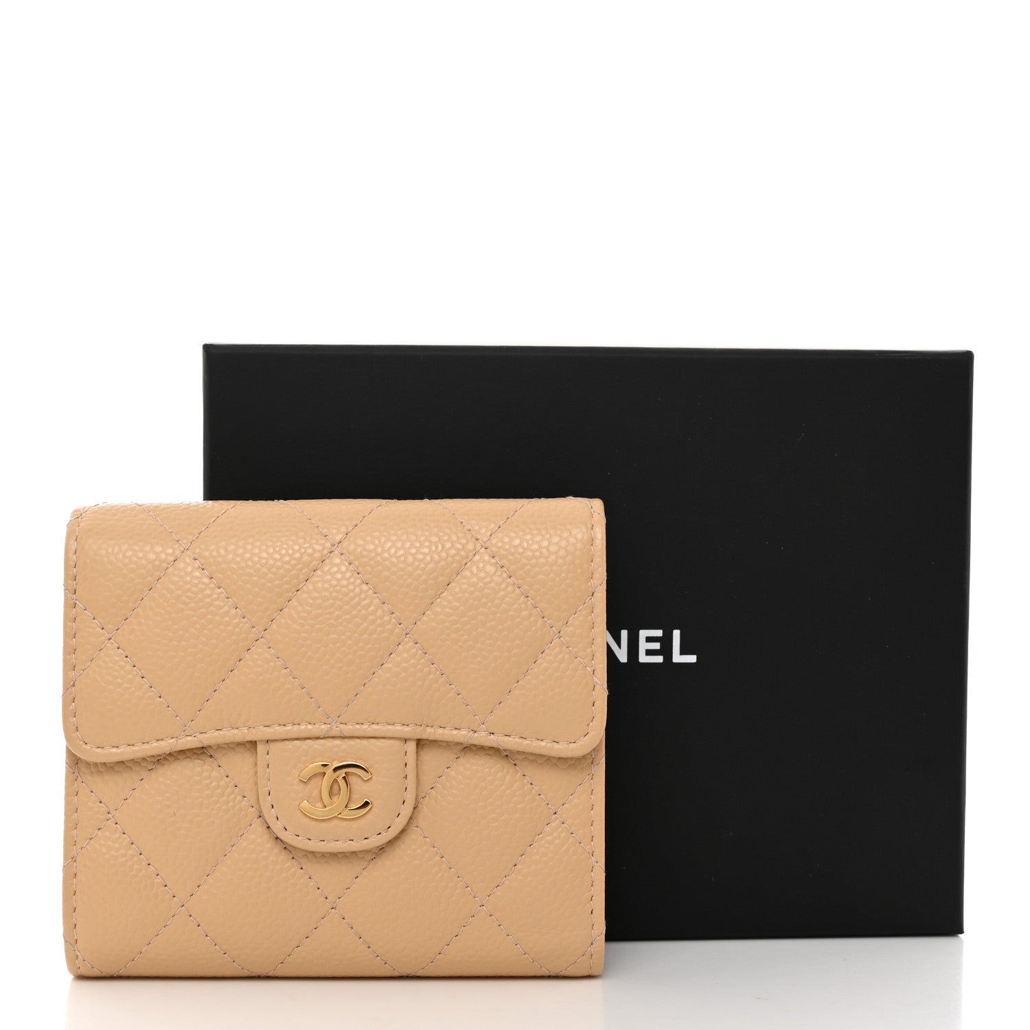 Chanel Caviar Quilted Compact Flap Wallet Beige 9 of 9