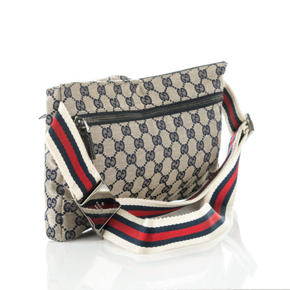 Gucci GG Monogram Web Double Pocket Belt Bag Navy 3 of 7