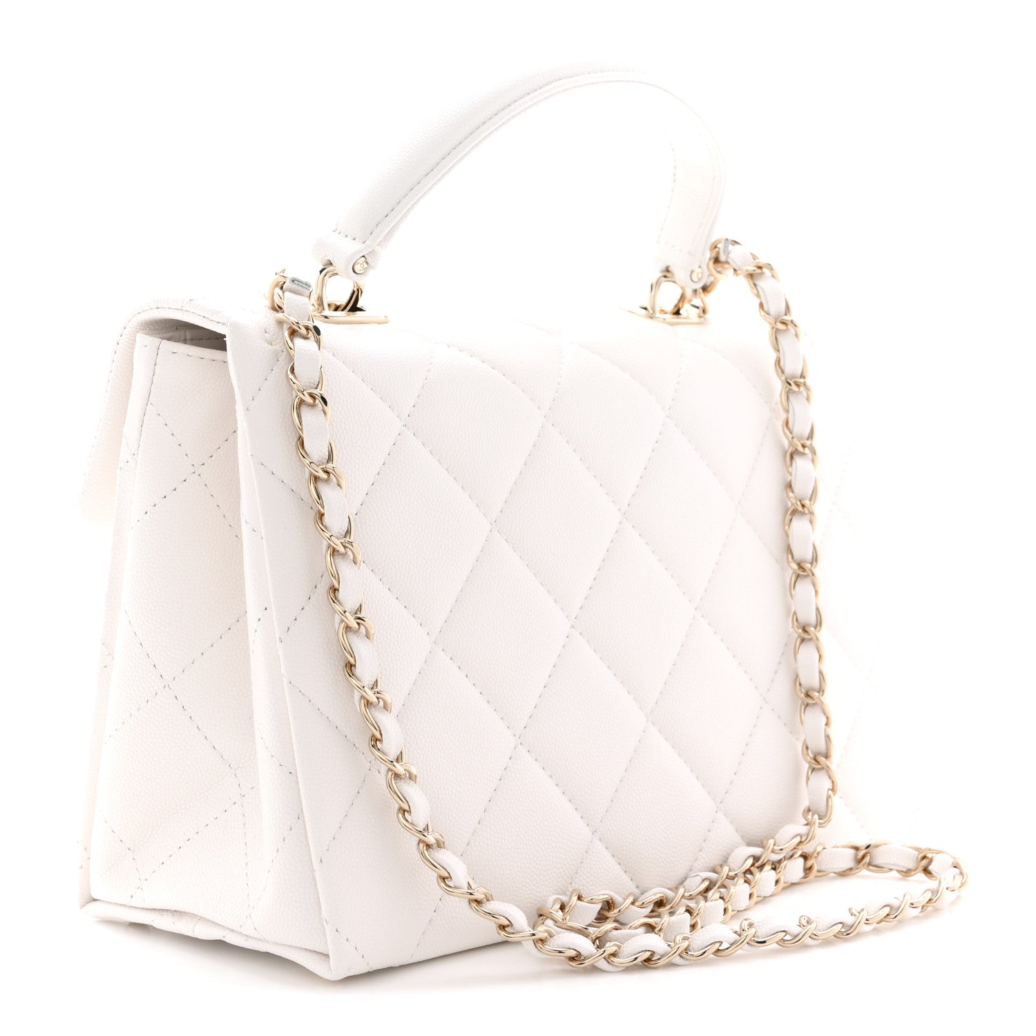 Chanel Caviar Quilted Medium Retro Twist Top Handle Flap White 3 of 11