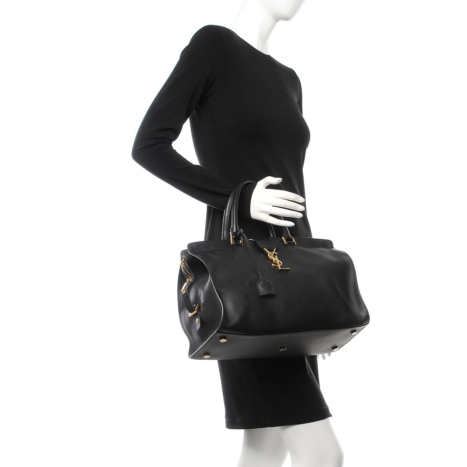 Saint Laurent Smooth Calfskin Medium Monogram Cabas Black 5 of 31