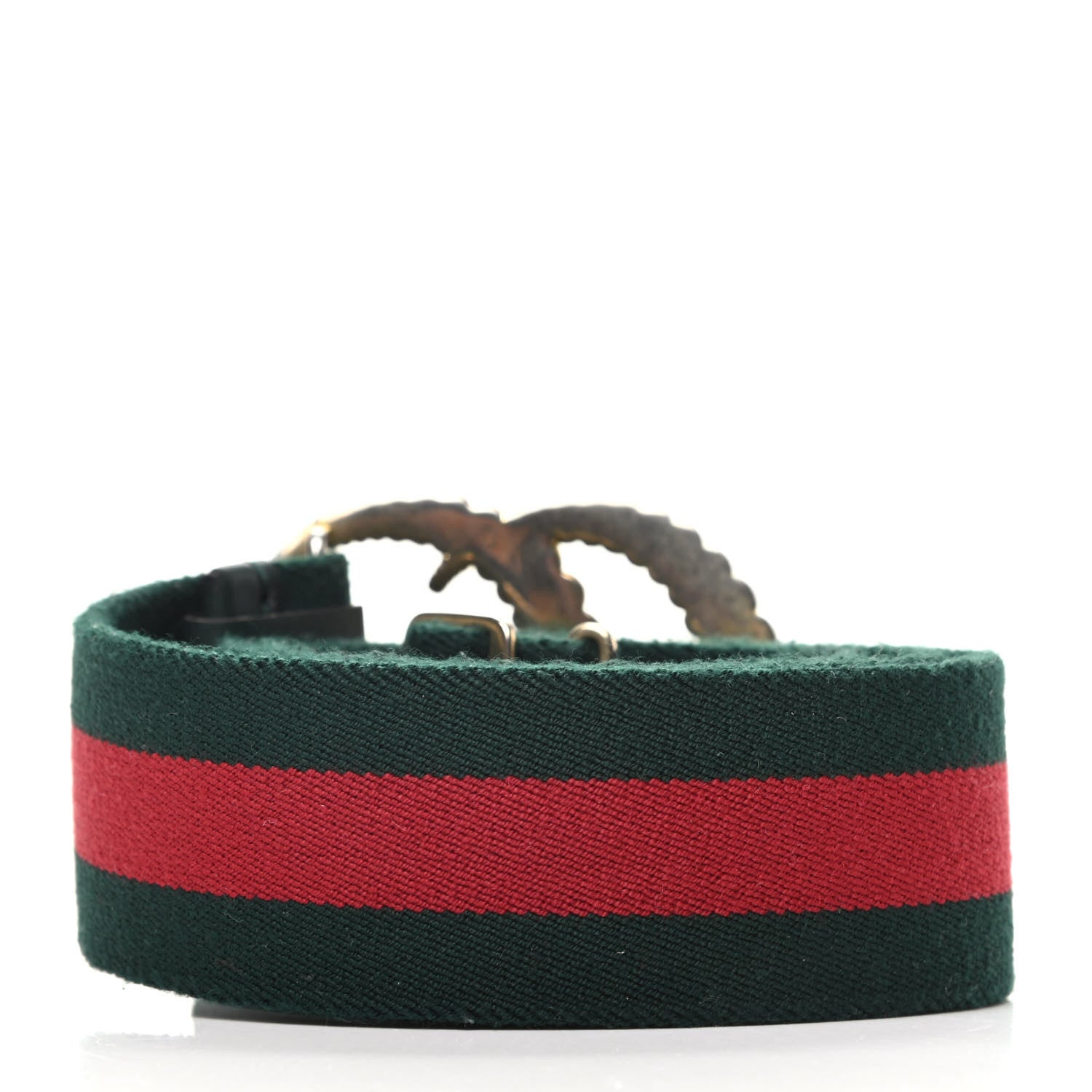 Gucci Canvas Torchon Double G Web Belt 80 32 Verde 2 of 3