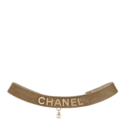 Chanel Mesh Ribbon Choker Necklace Gold 1 of 4