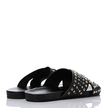 Gucci Calfskin Studded Criss-Cross Sandals 38.5 Black 3 of 4