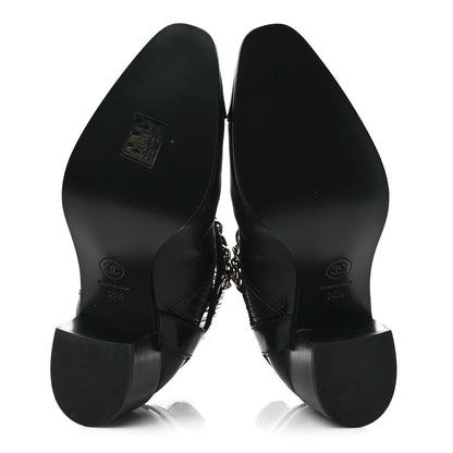 Chanel Goatskin Patent CC Cap Toe Chain Boots 38 Black 36.5 Black 5 of 8
