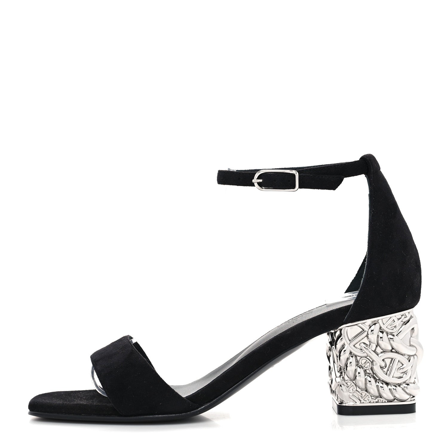 Hermes Suede Goatskin Glam 60 Sandals 37 Black 1 of 8