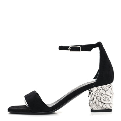 Hermes Suede Goatskin Glam 60 Sandals 37 Black 1 of 8
