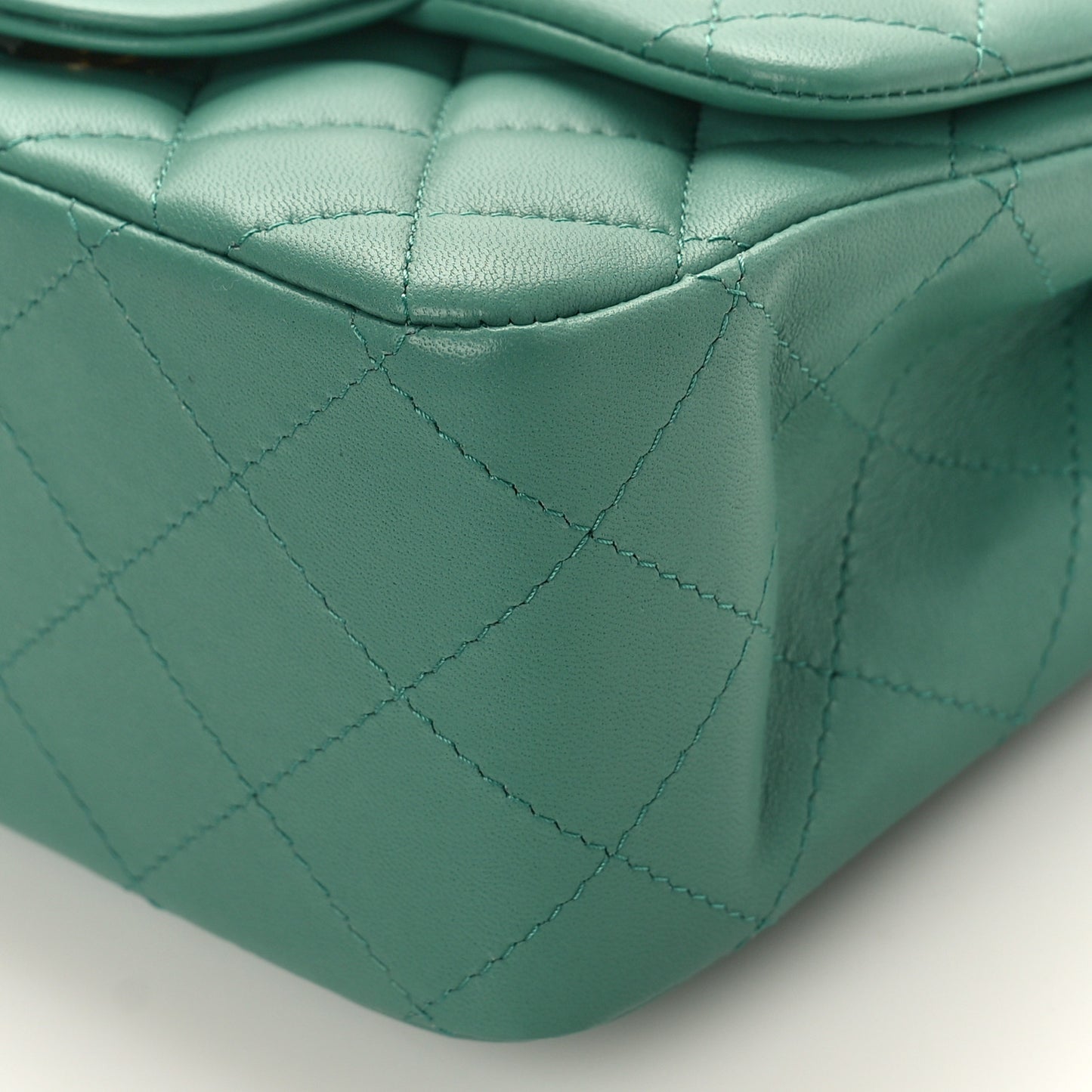 Lambskin Quilted Mini Square Flap Green