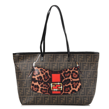 Fendi Zucca Spalmati Patent Baguette Print Medium Roll Tote Tobacco 1 of 12