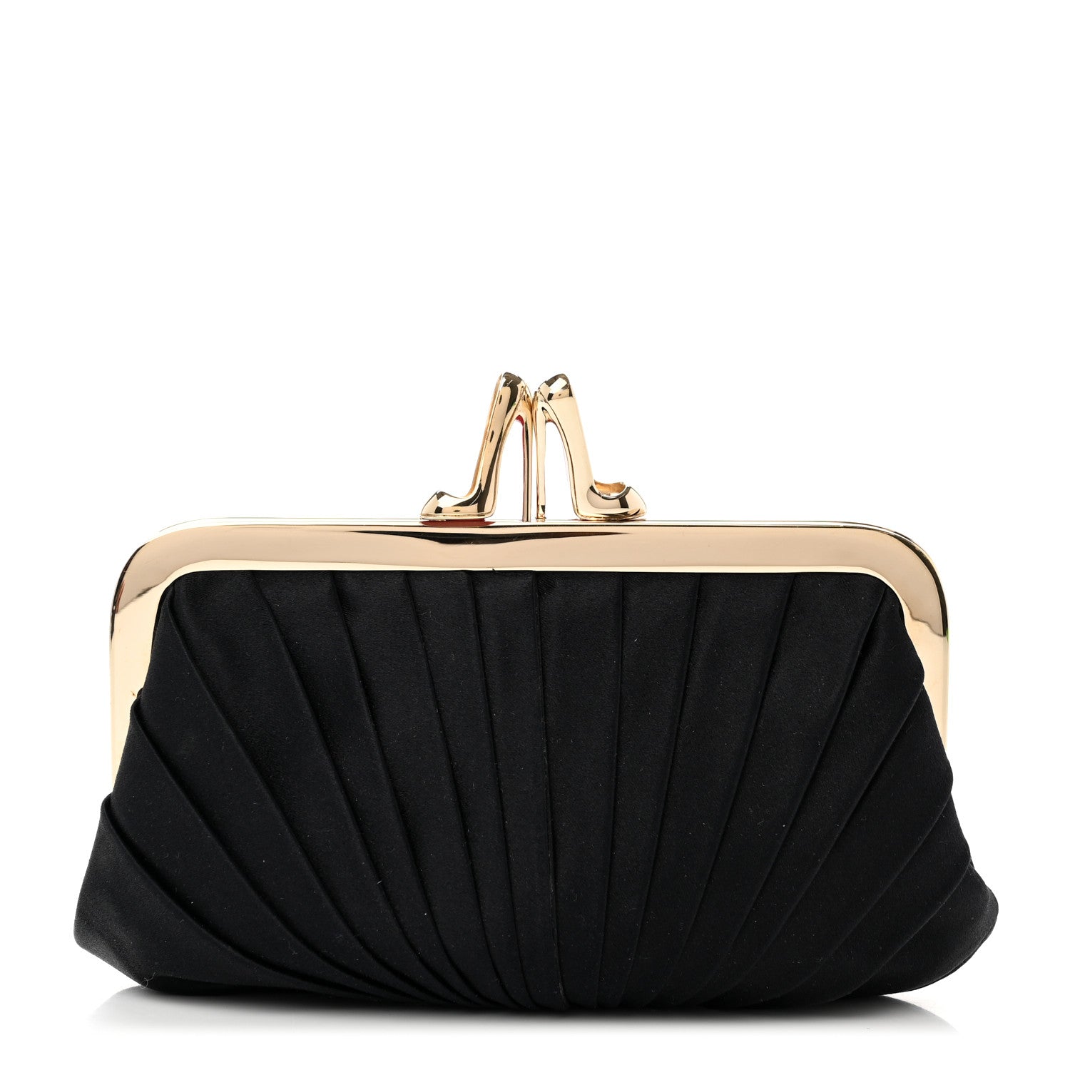 Christian Louboutin Satin Loubi Lula Mini Frame Clutch Black 1 of 6