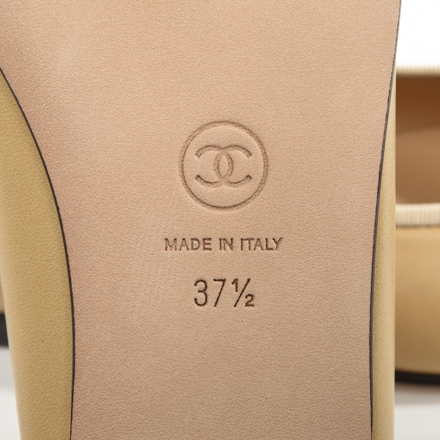 Chanel Lambskin Cap Toe Ballerina Flats 37.5 Beige Black 6 of 9