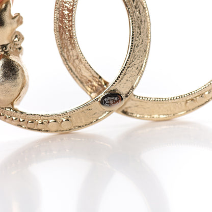Chanel Pearl Crystal CC Brooch Gold 3 of 4
