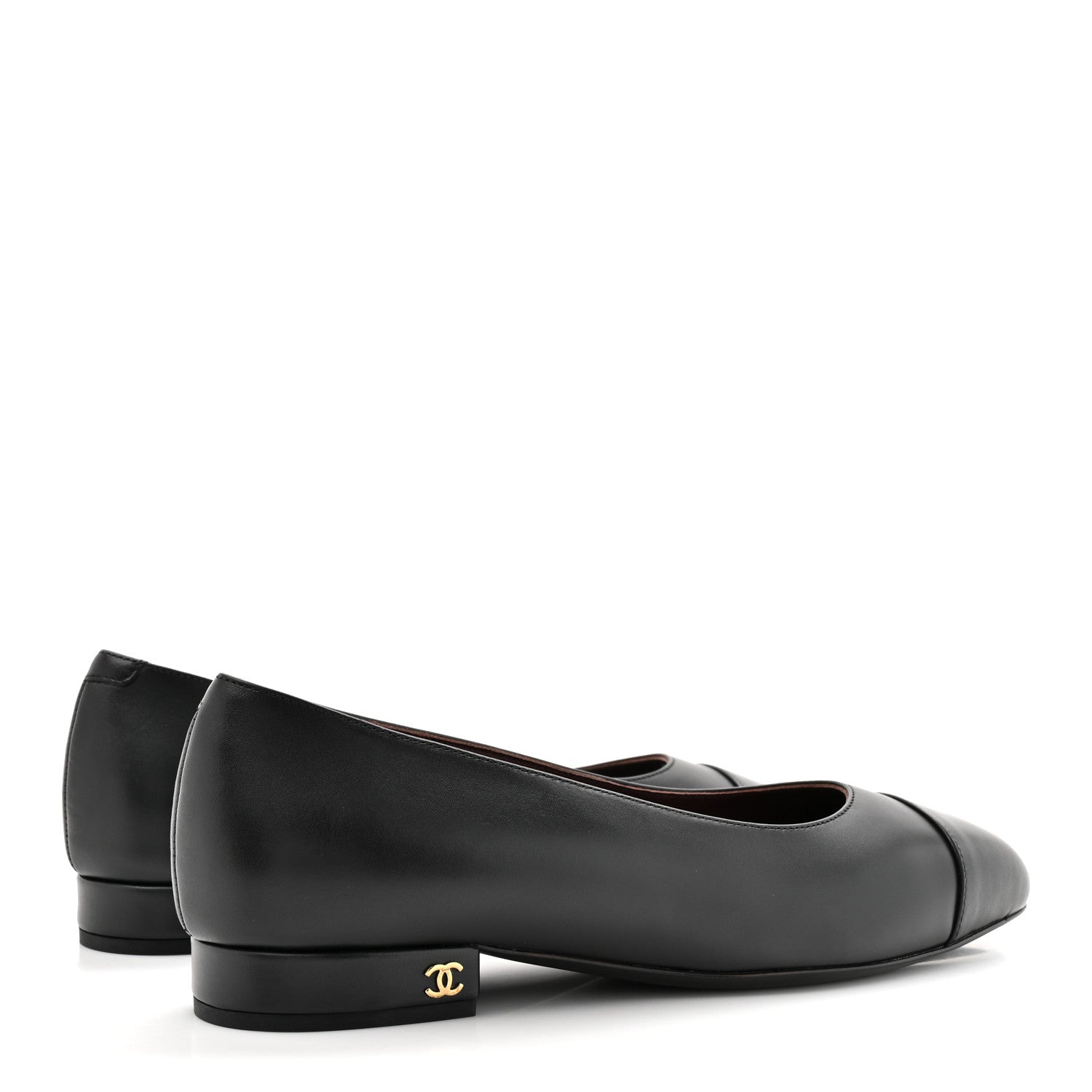 Chanel Lambskin Cap Toe CC Uniform Ballerina Flats 37.5 Black 5 of 10