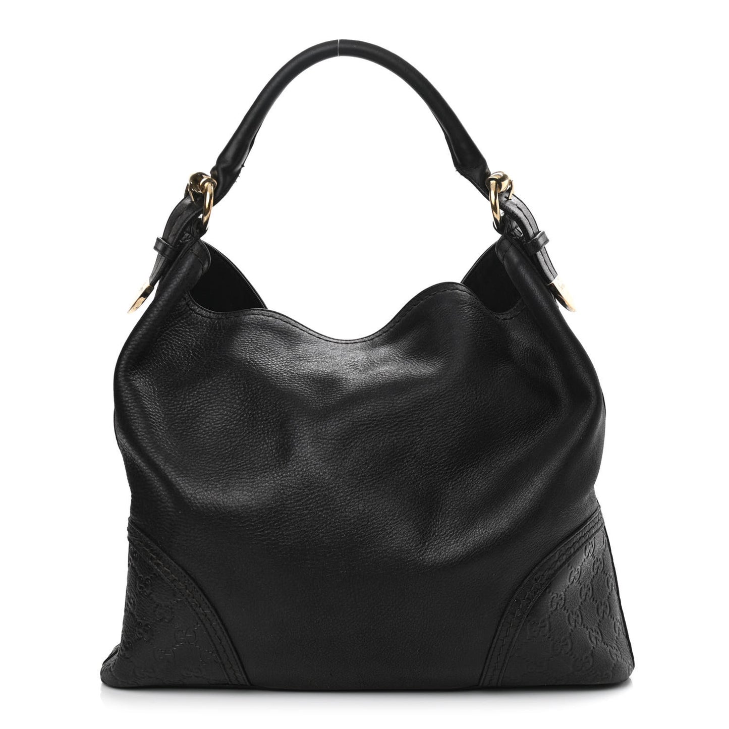 Calfskin Guccissima Trim Large Signoria Hobo Black