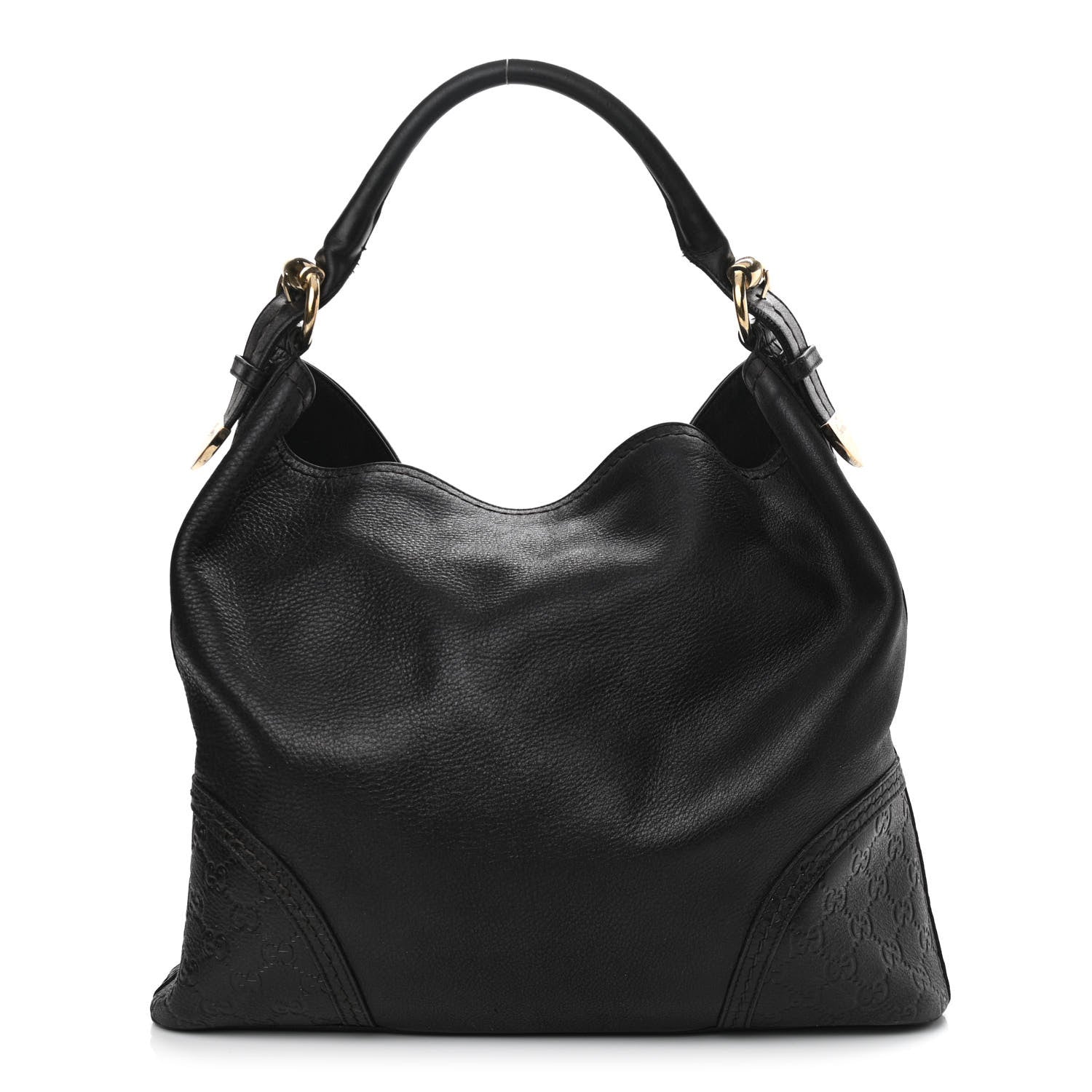 Gucci Calfskin Guccissima Trim Large Signoria Hobo Black 1 of 11