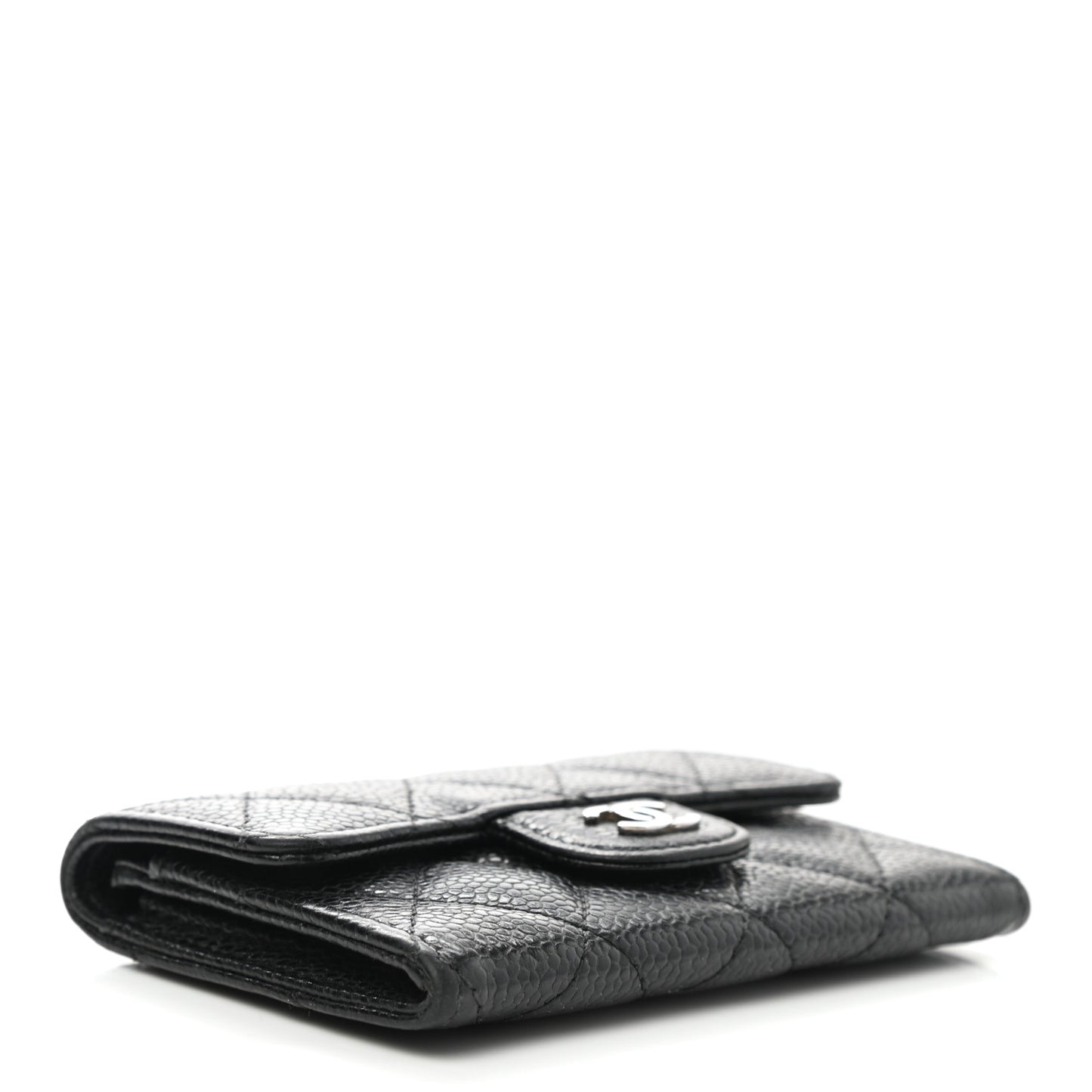 Caviar Quilted Flap Card Holder Black