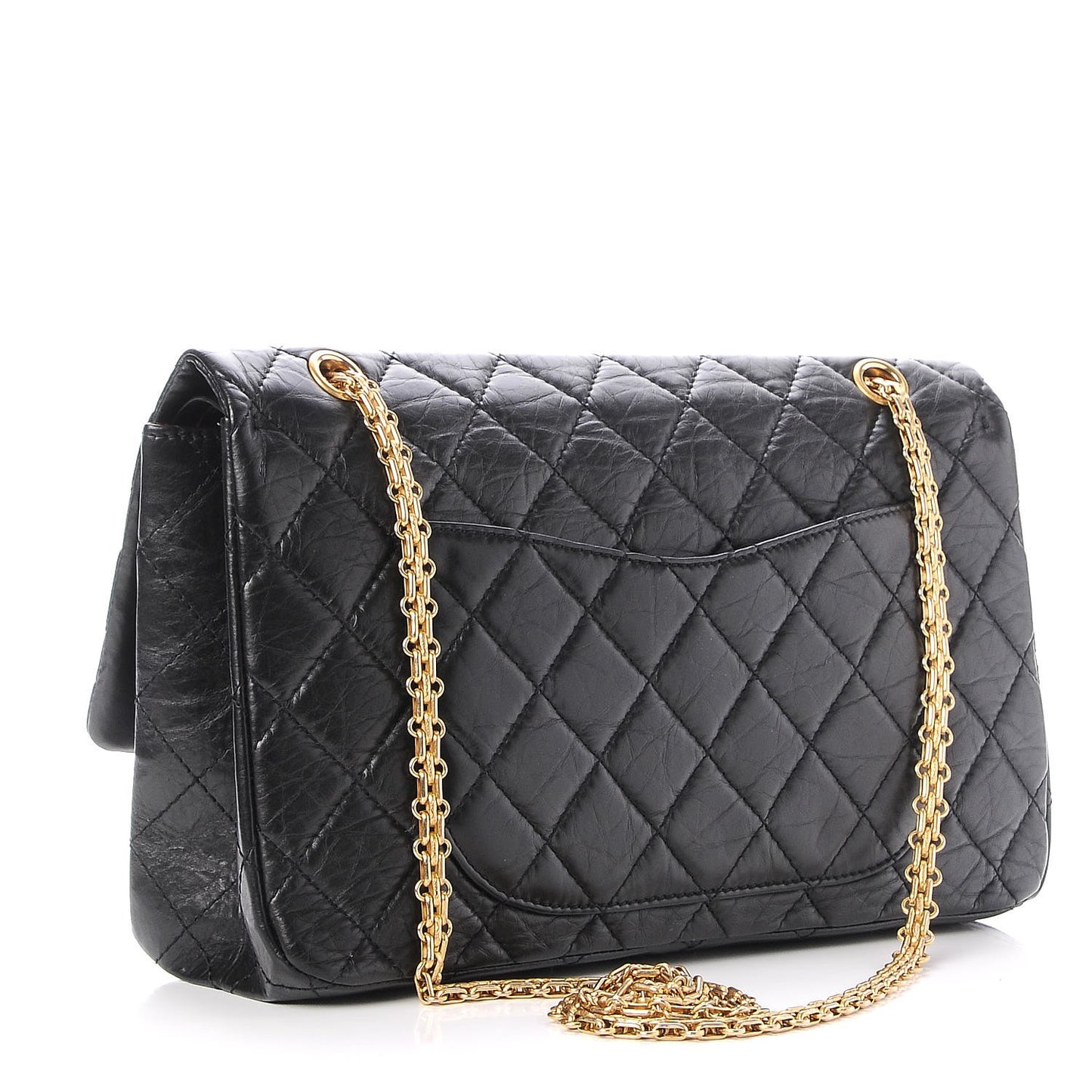 Aged Calfskin Quilted 2.55 Reissue 227 Flap Black