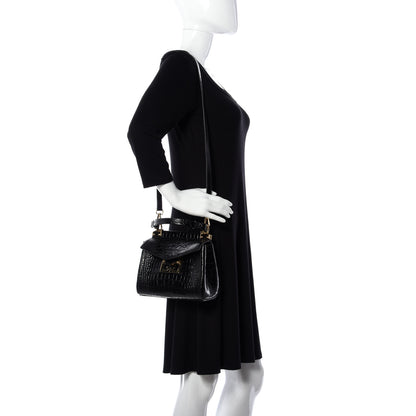 Givenchy Calfskin Crocodile Embossed Mini Mystic Shoulder Bag Black 2 of 11