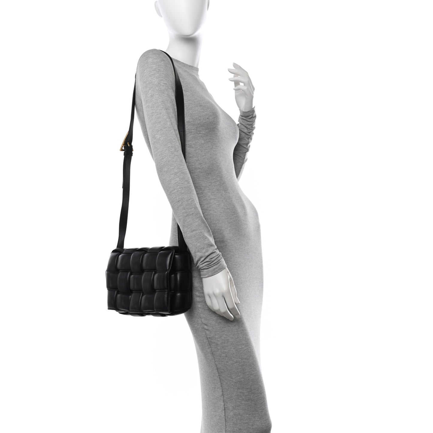 Nappa Maxi Intreccio Padded Cassette Crossbody Bag Black