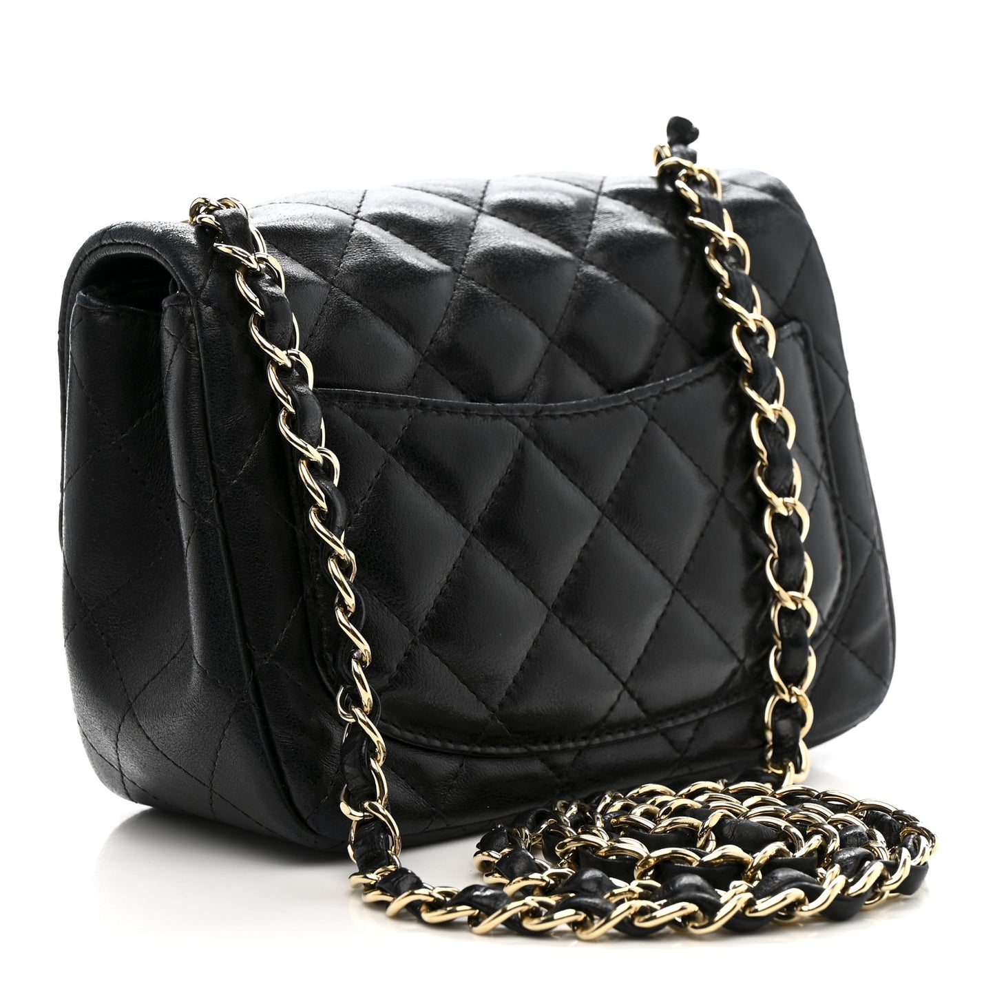 Lambskin Quilted Mini Square Flap Black