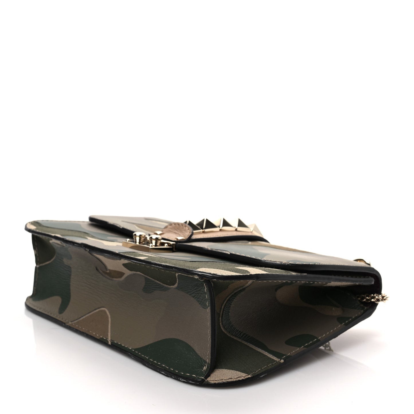 Nappa Canvas Camouflage Medium Glam Lock Rockstud Flap Multicolor