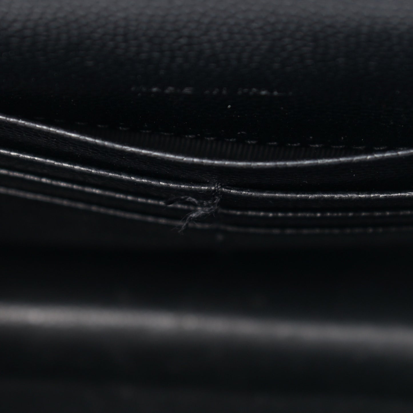 Grain De Poudre Matelasse Chevron Monogram Envelope Chain Wallet Black