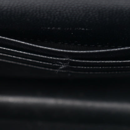 Saint Laurent Grain De Poudre Matelasse Chevron Monogram Envelope Chain Wallet Black 10 of 11