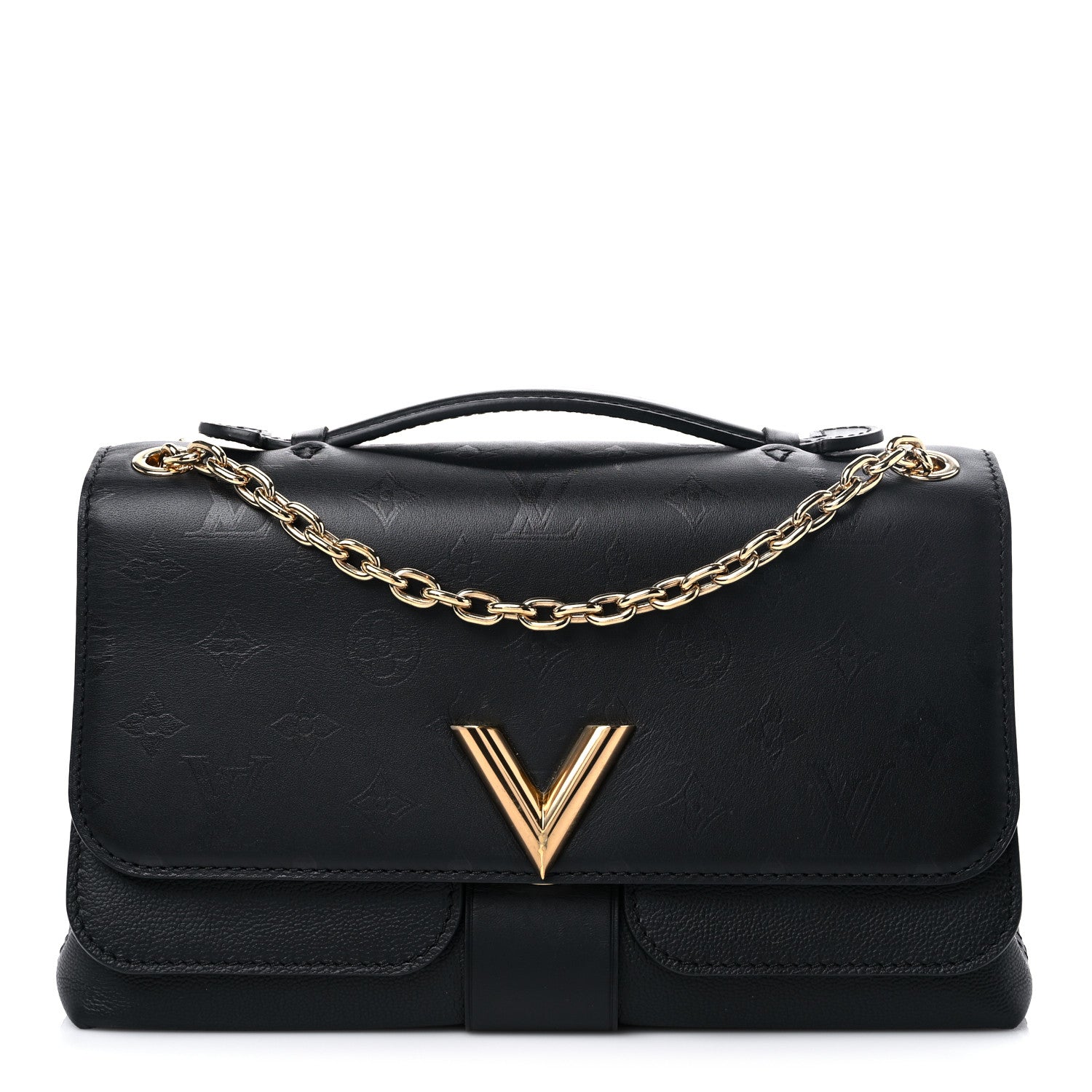 Louis Vuitton Monogram Cuir Plume Ecume Very Chain Bag Black 1 of 10
