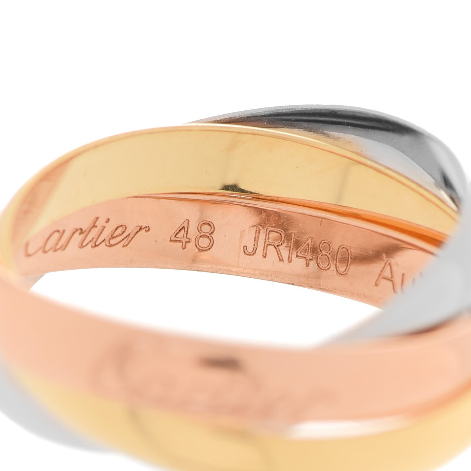 Cartier 18K Pink Yellow White Gold Classic Trinity Ring 48 4.5 4 of 7