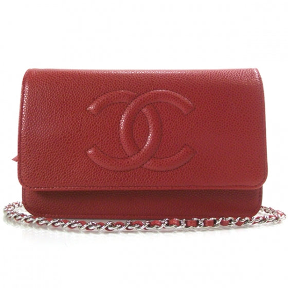 Chanel Caviar Wallet on Chain Red 1 of 10