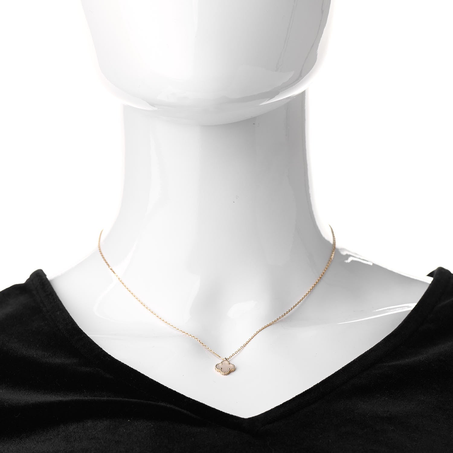 Van Cleef & Arpels 18K Yellow Gold Mother of Pearl Sweet Alhambra Pendant Necklace 2 of 7