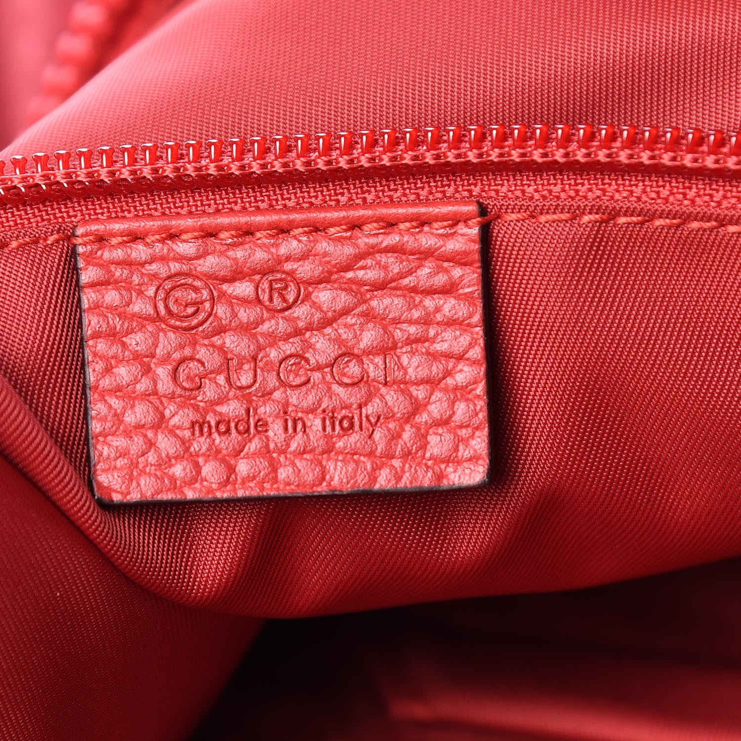 Gucci Nylon Monogram Dollar Calfskin Tote Vibrant Red 8 of 10