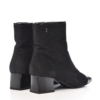 Chanel Glitter Patent Cap Toe Short Boots 39 Black 4 of 10